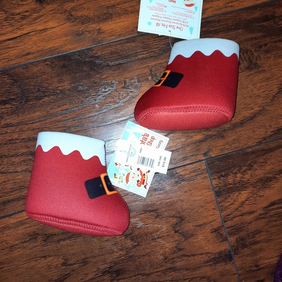 🎄Santa Boot Koozies Pair One Size Fits Pop Soda Bottles - Picture 3 of 4